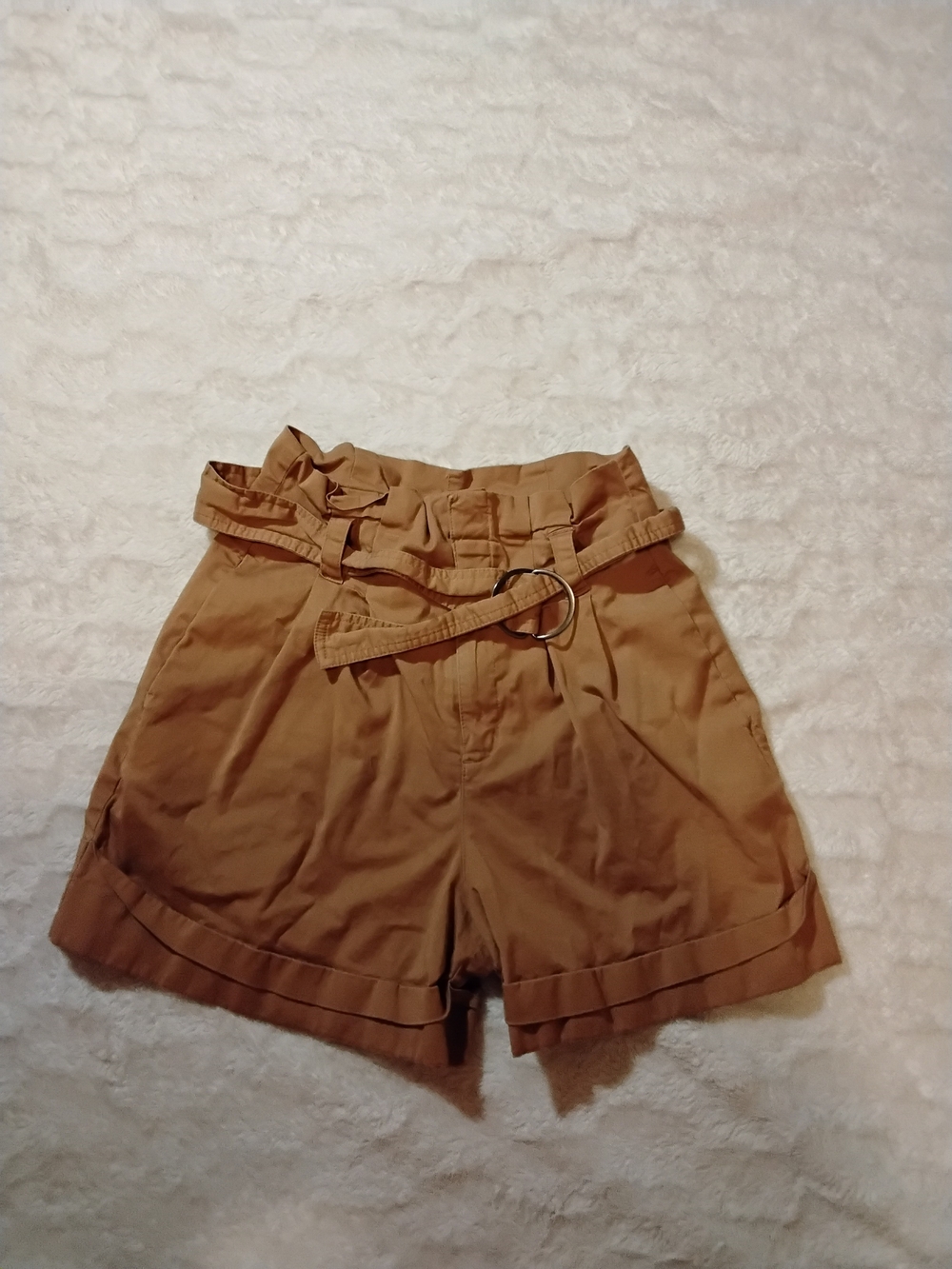 a new day High-Waist Paperbag Shorts — Camel